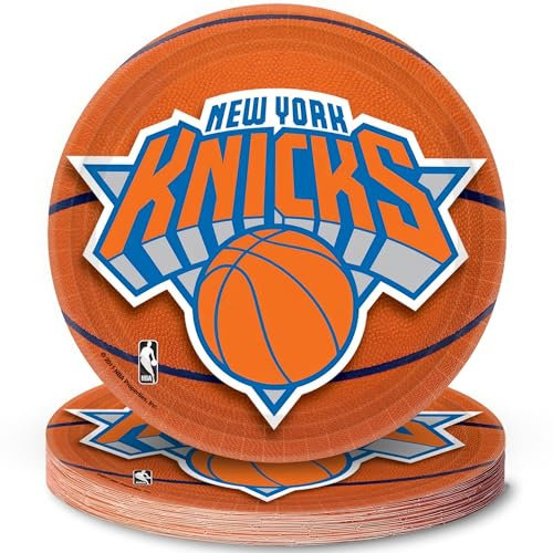 amscan New York Knicks Assiettes à Dessert Rondes, 17,8 cm, Multicolore