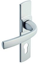 Vachette Set de Poignée de Porte sur Petite Plaque MUZE - Version Cle L Porte Cuisine/Salon, Entraxe 165 mm - Système de Pose Facile - en Zamak Résistant - Finition Platine- Garantie 10 Ans