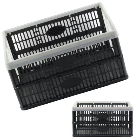 Fold Flat Crate - Plastic 32 L Folding Storage Crate Box (Pack of 1)