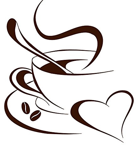 Grandora Wandtattoo Kaffetasse Herz I braun (BxH) 30 x 34 cm I Kaffee Tasse Bohnen selbstklebend Küche Aufkleber Wandaufkleber Wandsticker W3040