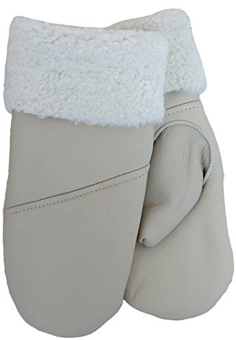 SamWo, Handschuhe/Fäustlinge für Damen, 100% Lammfell, Größe: M, Natur q