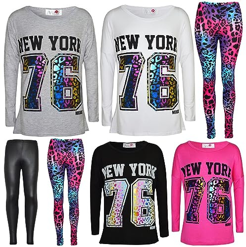 A2Z 4 Kids Girls New York 76 Trendy Top Legging Set Fashion T Shirt New Age 7 8 9 10 11 12 13 Years
