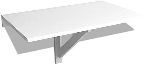 vidaXL Mesa de Pared abatible, Color Blanco, Mesa de Cocina para Ordenador aglomerado