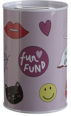 Premier Housewares Fun Times Money, Tin, Multi-Colour, 8 x 8 x 13 cm