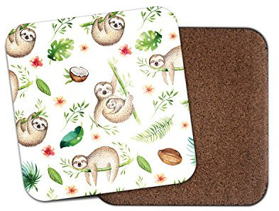 Dessous de Verre avec Dos en liège Motif Paresseux Paresseux drôle #8359