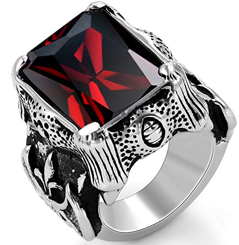 OIDEA Siegelring mit Stein Edelstahl, Nordischer Krieger Biker Ring Herren, Schwarz Größe 57 (18.1)