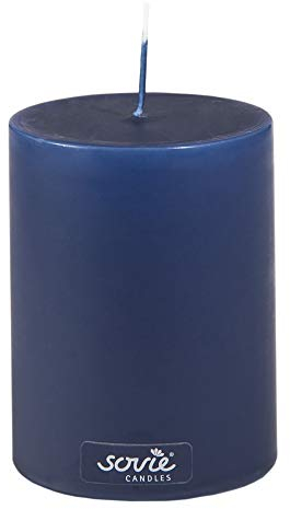 Sovie CANDLES Stumpenkerze | Hochzeit Taufe Kommunion Blockkerze | 1 Flachkopfkerze in Dunkelblau (Ø70mm x 100mm)