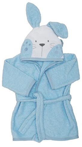 Ti TIN Accappatoio con Cappuccio Per Bambini | 100% Cotone Morbido e Assorbente con Orecchie Di Coniglietto Celeste, Taglia 6 o 9 mesi