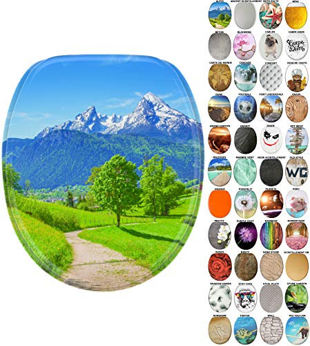 Sanilo Abattant WC frein de chute, Grande sélection de lunettes de toilette, Finition de haute qualité, Fixation facile (Alpes)