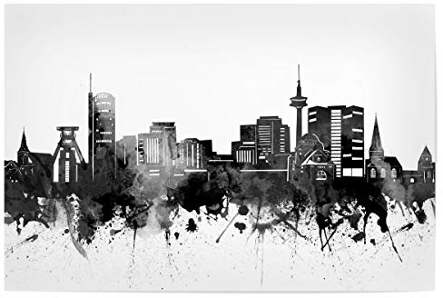 artboxONE Poster 30x20 cm Städte Essen Skyline Black - Bild Essen Black and White Cities