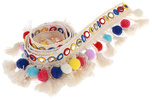 Hellery 1 Yard 2 cm Fransenbänder Pomponborte Bunt Bommelborte Pomponband Dekoband Bommel Fransen-Band Näharbeit