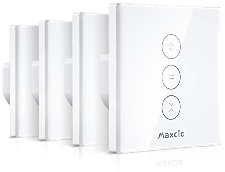 【LED Controlable】Alexa Interruptor Persiana, Maxcio Interruptor Wifi Compatible con Alexa y Google Home, Control de APP y Función de Temporizador, para Motor Persiana, Motor Tubular-4 Packs