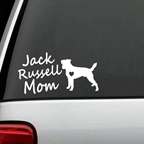 myrockshirt Niedlicher Jack Russel Terrier mit Herzchen Jack Russel Mom Hund Dog Aufkleber,Sticker,Decal,Autoaufkleber,UV&Waschan