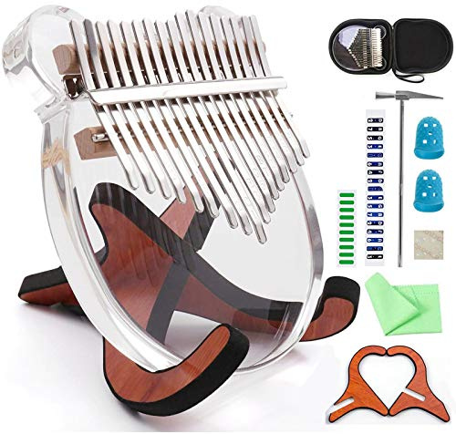 Kalimba 17 Keys Crystal Clear Thumb Piano with EVA Bag & Wooden Stand,Eidoct Kalimba Finger Piano Thumb Instrument,Musical Gifts for Kids Adult Beginners (Bear Shape)