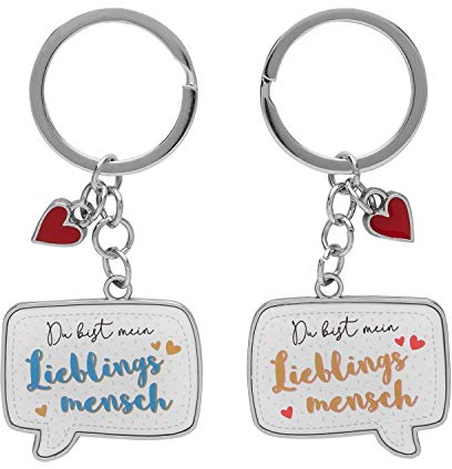 GRUSS & CO Schlüsselanhänger für zwei Du bist mein Lieblingsmensch | Anhänger-Set, zwei Anhänger mit Schlüsselring | Geschenk, für zwei, für Paare | 47013