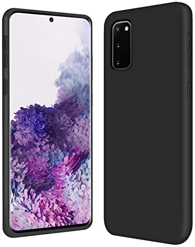 CoolGadget Silikon Hülle für Samsung Galaxy S20 Mikrofaser Schwarz | Qi fähig induktives Laden, farbige TPU Schutzhülle, erhöhter Kamera und Display Rahmen, matt und griffig