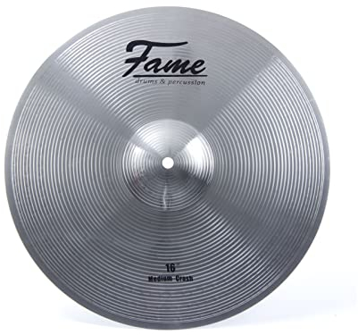 Fame Reflex Crash 16 Becken, Speziallegierung, Robuste Konstruktion, Obertonreicher Klang, Vielschichtiges Frequenzspektrum, Perfektes Preis-Leistungs-Verhältnis, Medium Stärke, Silver Brilliant