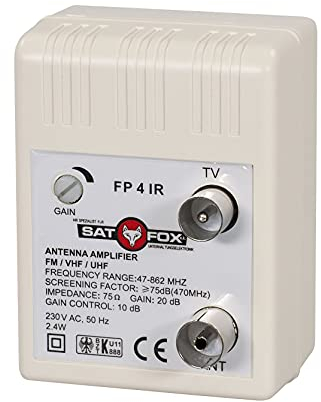 Stecker Antennenverstärker (47-862MHz) für Kabelfernsehen DVB-C, DVB-T, Verstärkung 20dB, regelbar 0-10dB FM VHF UHF