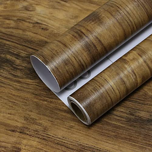 CiCiwind Braun Selbstklebende Tapete Möbelfolie Holz 44cmx10m Tapete Eiche Wandtapete Braun Klebefolie Holzmaserung Holzoptik Aufkleber für Wand Tisch Schrank Hintergrund Vinyl Wandtattoo