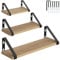 tectake® Industrial Wandregal Holz, 3X Regal Wand Set, Schweberegal, Regale 30/35/40 cm, Hängeregal, für Deko Wohnzimmer, Schlafzimmer, Küchenregal Wand, Büro, Industrial Holz hell, Eiche Sonoma