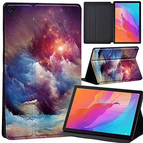 Huawei MediaPad M5 Lite 10 10.1 inch Cover Case Slim Lightweight Trifold Stand PU Case Cover Auto Sleep/Wake for Huawei MediaPad M5 Lite 10 10.1 Inch 2018 Release Tablet (multi color sky)