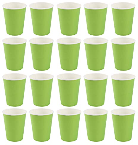 Melitt Lot de 20 gobelets en carton (255 ml) - Couleur - Pour anniversaire ou restauration - Vert