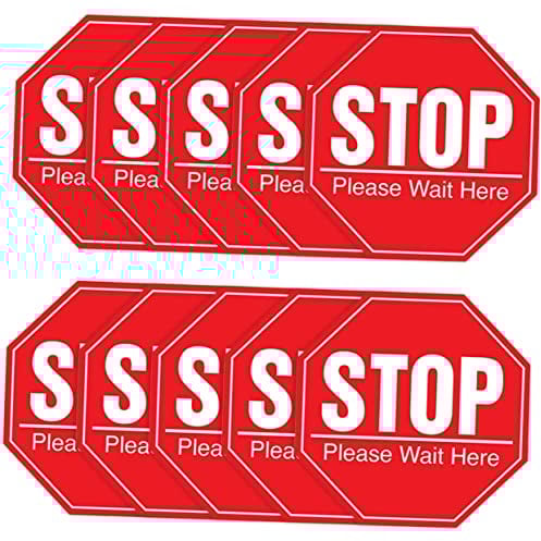 Kisangel 10stücke Warteaufkleber Bitte Hier Warten Für Öffentliche Abstandserinnerung Bodenschilder Für Soziale Distanzierung Schild Hier Warten Einfach Anzubringen Entfernen