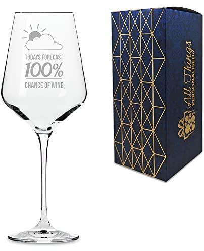 Copa de vino divertida grabada, 100% probabilidad de vino, copa de vino tinto infinito, capacidad para hasta 13 onzas/390 ml, regalo para ella, mamá, caja de regalo, grabada en el Reino Unido