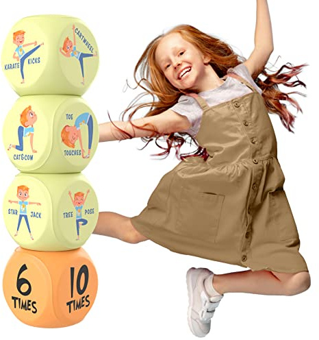 Skywin Dadi per yoga per bambini, confezione da 2 dadi divertenti per esercizi da soli o di gruppo, dadi in schiuma a 6 lati per allenamento a casa, in aula e per l'apprendimento dell'educazione