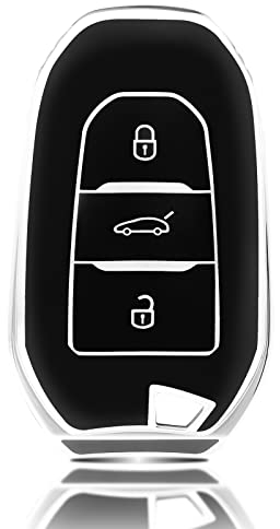 OFFCURVE Etui a Cle Voiture Coque Clé, Étui à Clés Couvre Clef Cache Clef 3 Boutons Apte à Peugeot 3008 4008 5008 208 308 408 508 301 307 Citroen C1 C3 C4 C5 C6 Grand Picasso DS3 DS5 Cactus C3XR