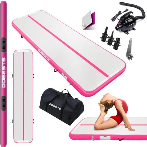 DOBESTS Air Tumbling Track Gymnastikmatte Aufblasbare 3 m 4 m 5 m 6 m Tumble Mats 4 Zoll Dicke Yoga Training Cheerleading Wasserspaß mit elektrischer Pumpe (Pink, 6m)
