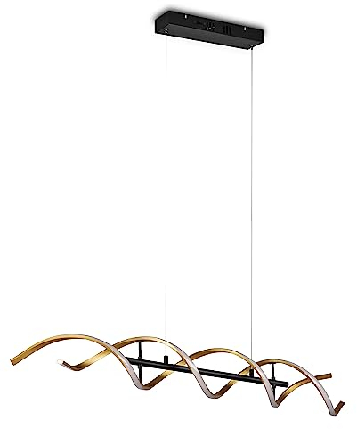 Trio Leuchten LED Pendelleuchte Sequence 341810208, Aluminium Messing/Schwarz matt, inkl. 45 Watt LED, Switch Dimmer, Farbwechsel