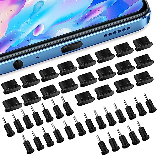 simarro Typ C Anschlussstecker Set, 20/25/50Stück USB C Kopfhörer Loch Staubschutzkappen Typ-C Anti-Staub-Ladeanschluss Stecker Silikon Staubschutz (25 USB C Stecker+25 Kopfhörerloch Stecker)