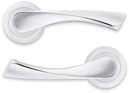 Probrico Internal Door Handle Set, Marvel Lever on Rose Door Handles Pair in Polished Chrome Finish - Interior Use Door Handle - Round Modern Design, 1 Pair