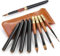 Sable Travel Watercolour Brushes 4pcs, Fuumuui Elegant Kolinsky Sable Travel Brushes Kit with Leather Pouch Perfect for Watercolor Gouache Ink Painting