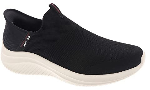 Skechers Homme Ultra Flex 3.0 Smooth Step Basket, Black Knit/Red Trim, 42 EU Large