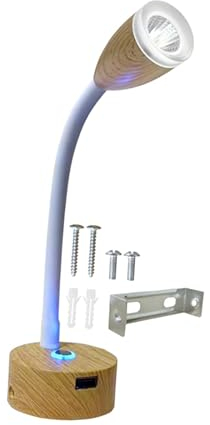 Amagogo RV Leselampe RV Innenleuchte mit USB-Anschluss 3W 12V-24V LED Dimmbare Lampe Einstellbare Helligkeit für Reise Boot Autos, Weiß