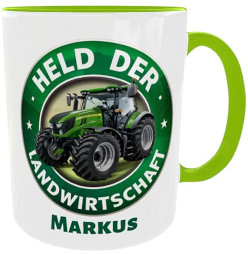 Tasse Held der Landwirtschaft Traktor Kaffeebecher Dorfkinder Landwirt Schlepper (Held grün)
