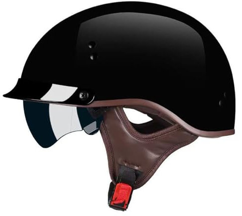 Mezzo Casco da Motociclista Retrò Portatile Jet Casco Moto Scodella Omologato ECE Sicurezza Estivo Caschi Demi Uomo Donna Vintage Caschi Cromwell 3,XXL