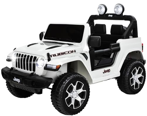 Actionbikes Motors Kinder Elektroauto Jeep Wrangler Rubicon | Fernbedienung mit First Funktion - Kinderauto elektrisch - Elektrofahrzeuge - Elektro Auto für Kinder ab 3 Jahre (1-Sitzer Weiß)