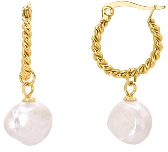 Heideman Ohrringe Priamo Damen - aus hochwertigem Edelstahl silber gold rosegold farbend poliert - Ohrstecker für Frauen mit Perle weiß - hängend 3cm lang