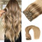 VINBAO Clip in Extensions Ombre Balayage Farbe 10/16 Goldbraun bis Dunkelblond Hautschuss Haarverlängerungen Clip in Extensions Echthaar 16 Zoll 100g 6Stück (#10/16/16,40cm)