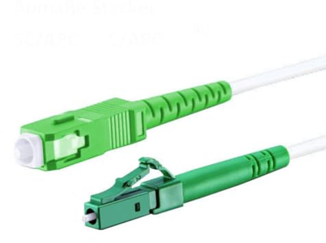 CONBIC® Cable de fibra óptica – OS2 blanco, SC/APC a LC / APC 8° macho, Simplex 9/125, cable de conexión G.657.A2 (3 m)