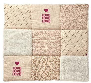 VERTBAUDET Tapis de Sol Patchwork/Fond de Parc Lovely LÉO Rose imprimé 100X100