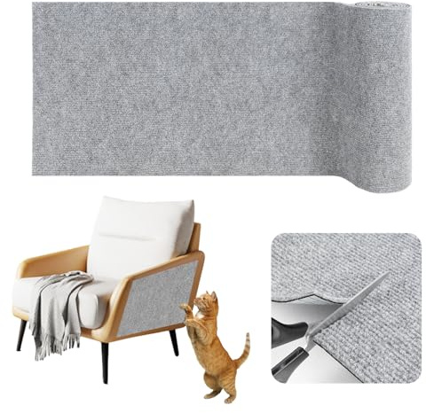 Tappeto tiragraffi per gatti divano adesivo protezione divano graffi gatto copridivano adesivo antigraffio (grigio chiaro, 40cm×3m)