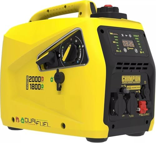 Dual Fuel Power Generator, 2000W Quiet Inverter, LED Display, Petrol and Gas Compatible
