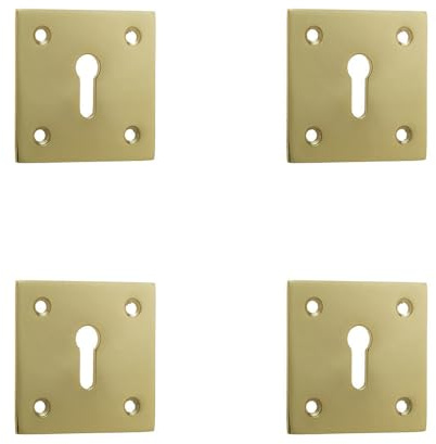 Lot de 4 rosaces de porte carrées en laiton poli 50 x 50 mm pour des finitions élégantes – Cache-trou de clé