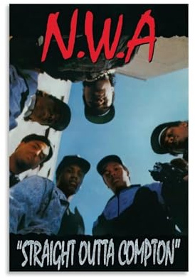 YHNGFDSKNB N.W.A 2 Sänger-Albumcover-Musikserie, Leinwand-Poster, Wandkunst, dekoratives Gemälde, Schlafzimmer, Malerei, Poster, 50 x 75 cm, ungerahmter Stil