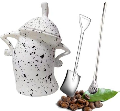 Ceramic Canister with Attitude, 28oz Kitchen Canisters Ceramic Food Storage Containers with Lids and 2 Spoons, Coffee Tea Spices Candy Decorative Jars for Kitchen, Living Room and Dining Room(white)