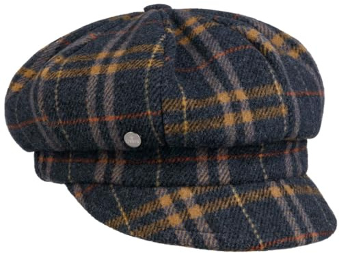 LIERYS Shetland Wool Stripes Ballonmütze Schirmmütze kariert Damen Herbst Winter